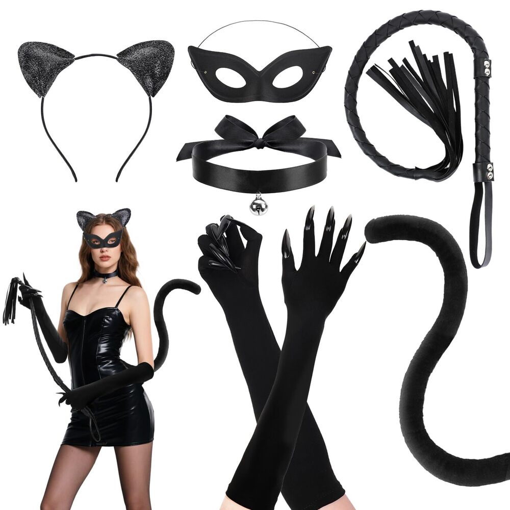 6838 Halloween Cat Costume Accessoriess For - Black Mask Ears